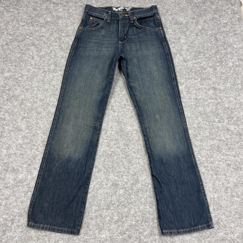 Wrangler Jeans Boys 16 Blue Relaxed Bootcut Medium Wash Western Cowboy 28x32